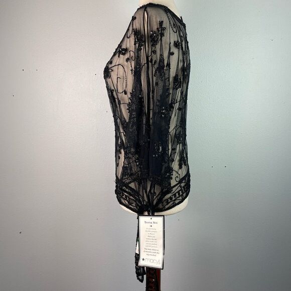 NWT Scala Handmade Beaded Sheer Dress Top Size L - Picture 3 of 9